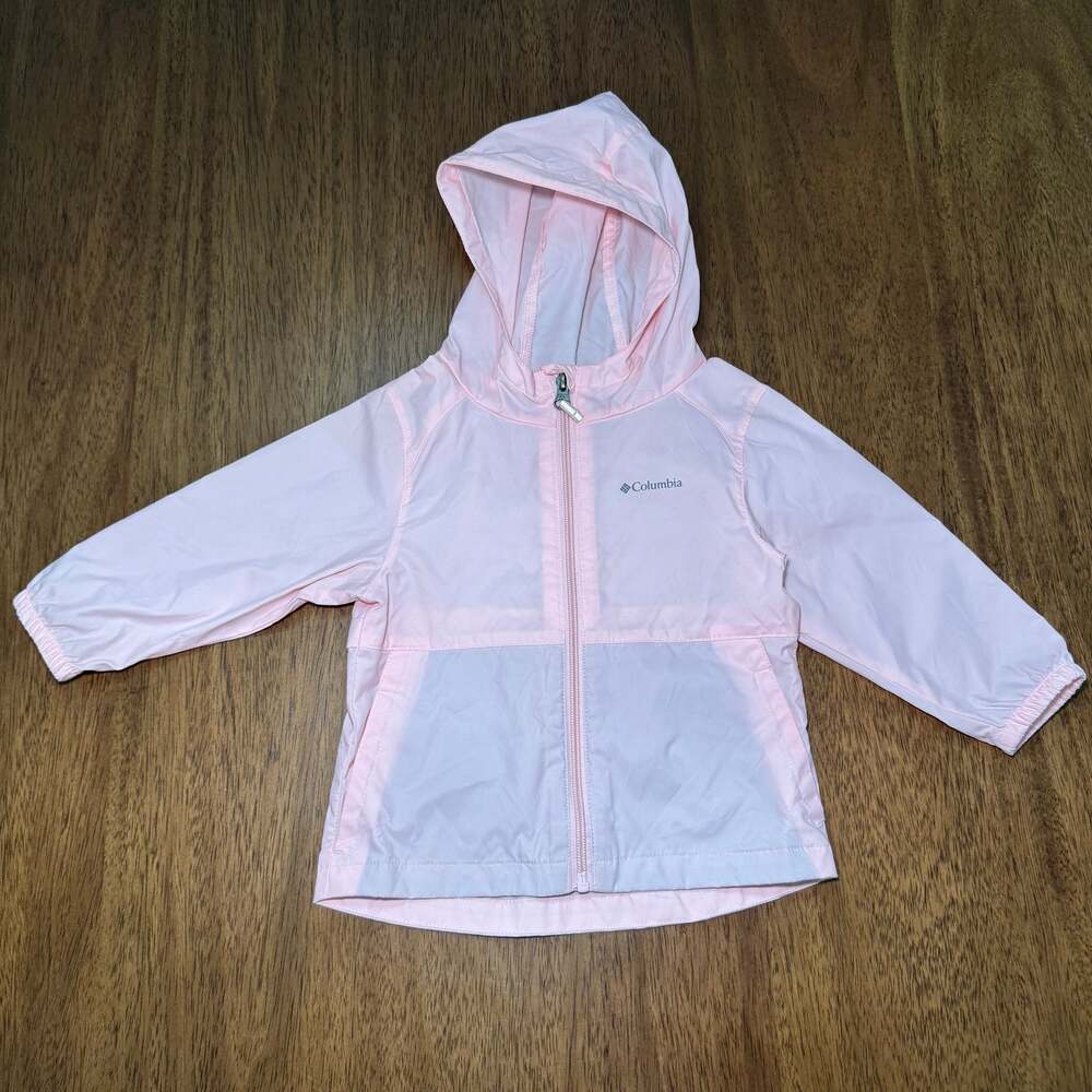 Columbia Girls 2T Light Pink Hooded Rain Jacket Windbreaker